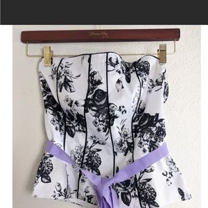 White House Black Market Y2K Bustier Floral Print Tube Top